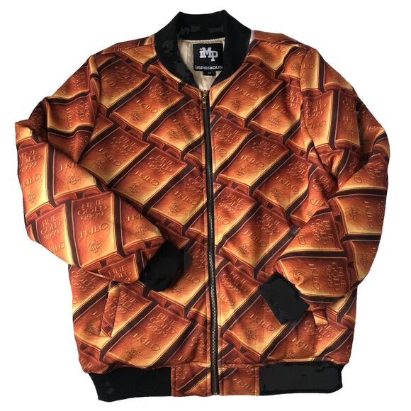 Imperious Men’s Bomber Gold Bar Jacket Size Medium NWT - Picture 1 of 13